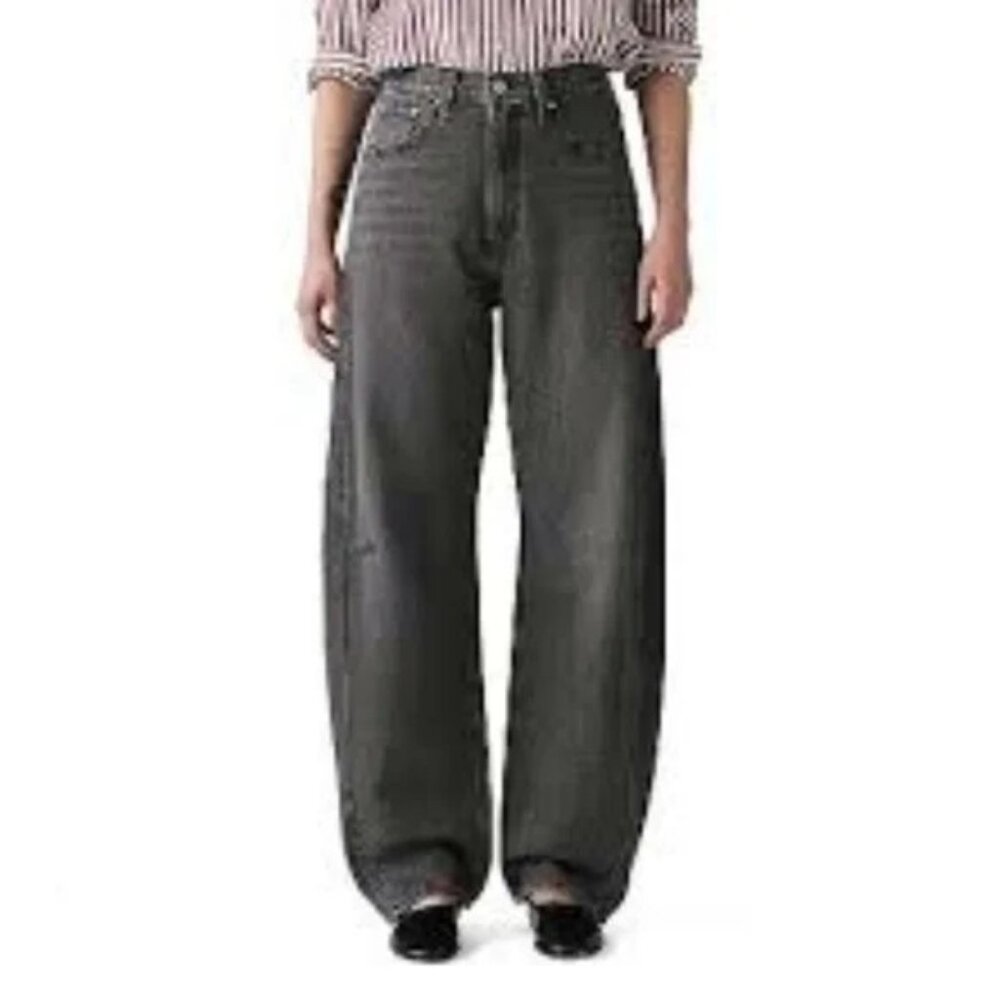 NWT Levi's Black Dark Gray High Rise Cinch Barrel Jeans Size 27